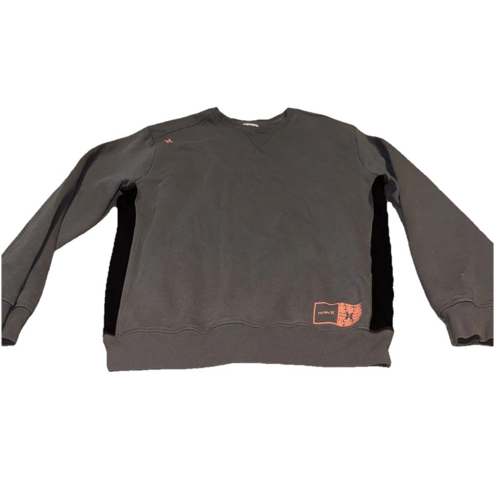Hurley Sweatshirt Mens Sz Large Gray Long Sleeve Crew Neck Pullover Shirt‎